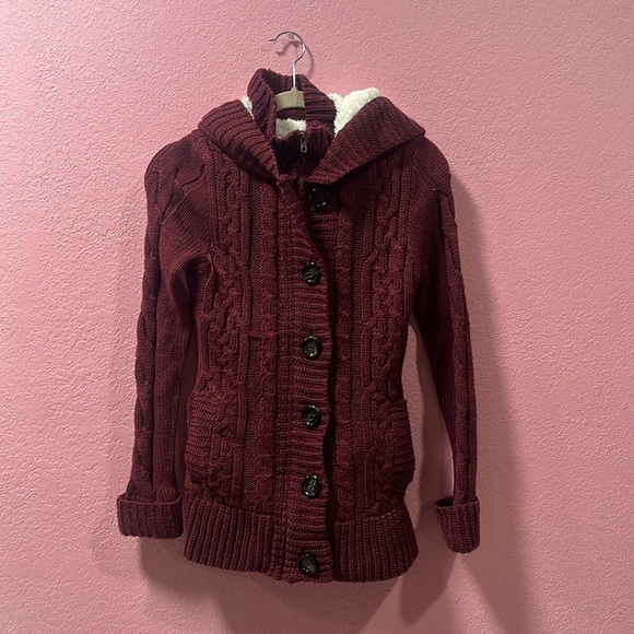 Ci Sono By Cavalini Sweater Collection Cable Knit Chunky Hooded Sweater Sz Small - Picture 1 of 5
